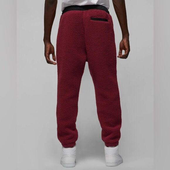 Nike Air Jordan Joggers Red Winter Sherpa Pants Taper - Picture 2 of 12